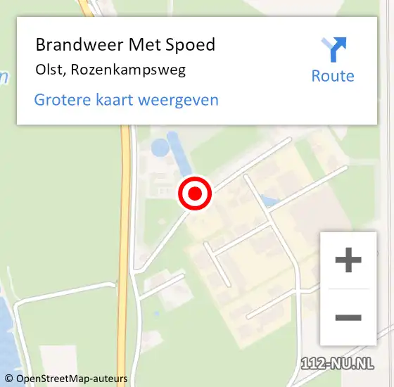 Locatie op kaart van de 112 melding: Brandweer Met Spoed Naar Olst, Rozenkampsweg op 17 februari 2022 09:04