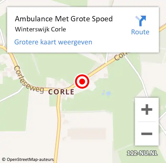 Locatie op kaart van de 112 melding: Ambulance Met Grote Spoed Naar Winterswijk Corle op 17 februari 2022 09:07