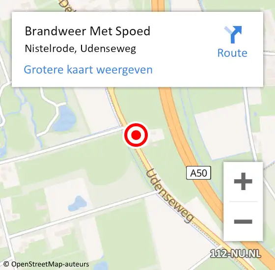 Locatie op kaart van de 112 melding: Brandweer Met Spoed Naar Nistelrode, Udenseweg op 17 februari 2022 09:09