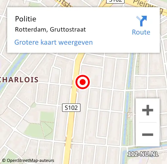 Locatie op kaart van de 112 melding: Politie Rozenburg, Gruttostraat op 17 februari 2022 09:17