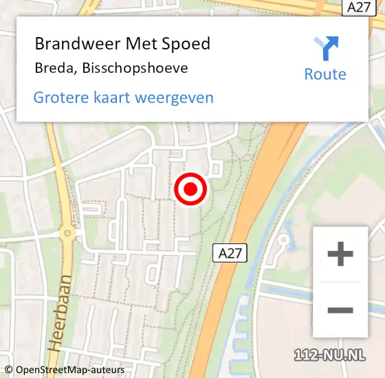 Locatie op kaart van de 112 melding: Brandweer Met Spoed Naar Breda, Bisschopshoeve op 17 februari 2022 09:23