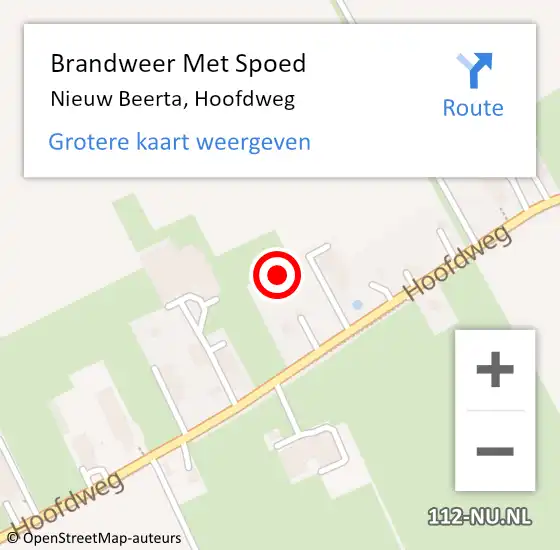 Locatie op kaart van de 112 melding: Brandweer Met Spoed Naar Nieuw Beerta, Hoofdweg op 17 februari 2022 09:37