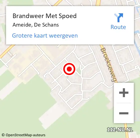 Locatie op kaart van de 112 melding: Brandweer Met Spoed Naar Ameide, De Schans op 17 februari 2022 09:47