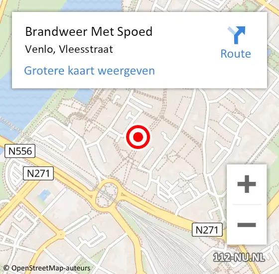 Locatie op kaart van de 112 melding: Brandweer Met Spoed Naar Venlo, Vleesstraat op 17 februari 2022 09:59