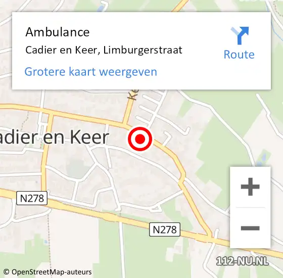 Locatie op kaart van de 112 melding: Ambulance Cadier en Keer, Limburgerstraat op 8 juli 2014 14:30