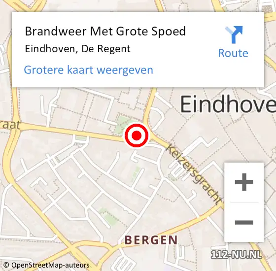 Locatie op kaart van de 112 melding: Brandweer Met Grote Spoed Naar Eindhoven, De Regent op 17 februari 2022 10:14