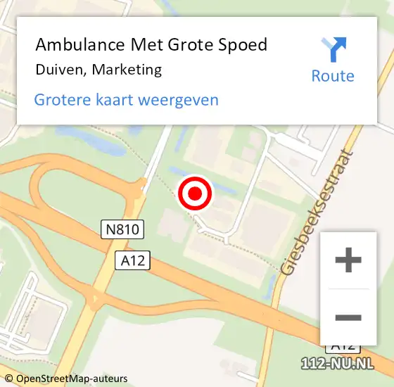 Locatie op kaart van de 112 melding: Ambulance Met Grote Spoed Naar Duiven, Marketing op 17 februari 2022 10:33