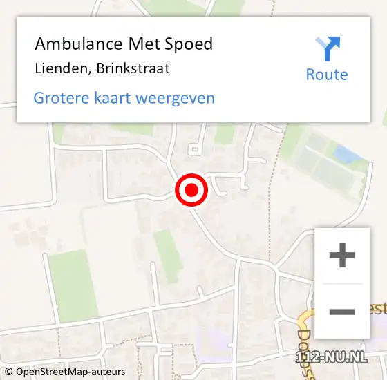 Locatie op kaart van de 112 melding: Ambulance Met Spoed Naar Lienden, Brinkstraat op 17 februari 2022 10:33