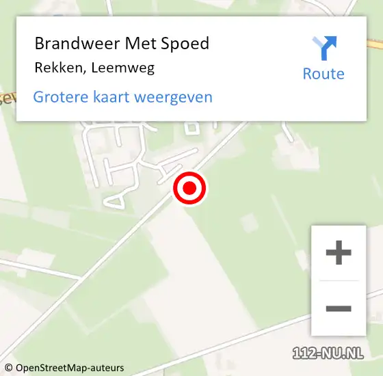 Locatie op kaart van de 112 melding: Brandweer Met Spoed Naar Rekken, Leemweg op 17 februari 2022 10:36