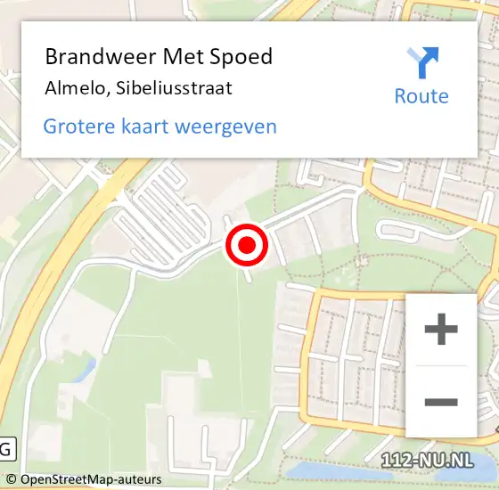 Locatie op kaart van de 112 melding: Brandweer Met Spoed Naar Almelo, Sibeliusstraat op 17 februari 2022 10:37