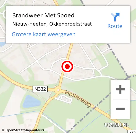 Locatie op kaart van de 112 melding: Brandweer Met Spoed Naar Nieuw-Heeten, Okkenbroekstraat op 17 februari 2022 10:39
