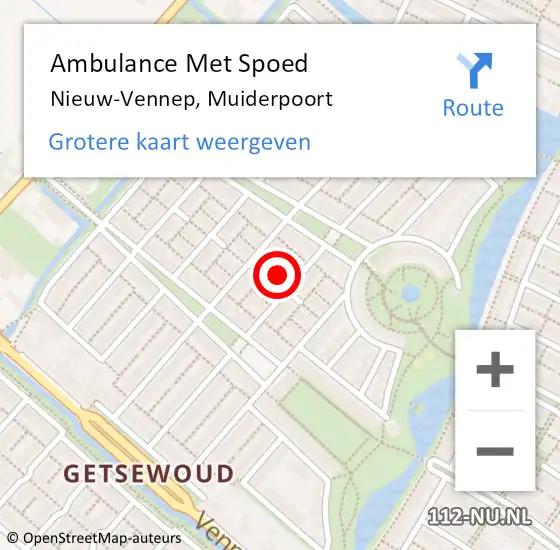 Locatie op kaart van de 112 melding: Ambulance Met Spoed Naar Nieuw-Vennep, Muiderpoort op 17 februari 2022 10:40