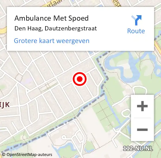 Locatie op kaart van de 112 melding: Ambulance Met Spoed Naar Den Haag, Dautzenbergstraat op 17 februari 2022 10:41