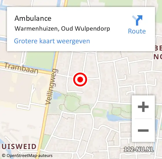 Locatie op kaart van de 112 melding: Ambulance Warmenhuizen, Oud Wulpendorp op 17 februari 2022 10:41