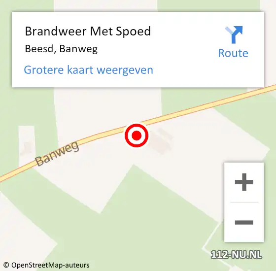 Locatie op kaart van de 112 melding: Brandweer Met Spoed Naar Beesd, Banweg op 17 februari 2022 10:42