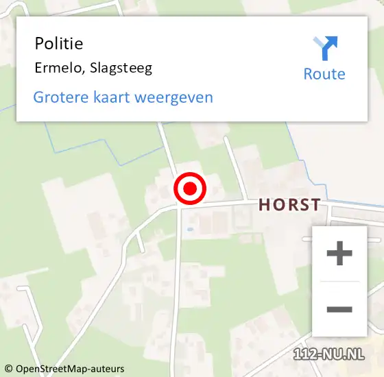 Locatie op kaart van de 112 melding: Politie Ermelo, Slagsteeg op 17 februari 2022 10:42