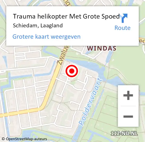 Locatie op kaart van de 112 melding: Trauma helikopter Met Grote Spoed Naar Schiedam, Laagland op 17 februari 2022 10:51