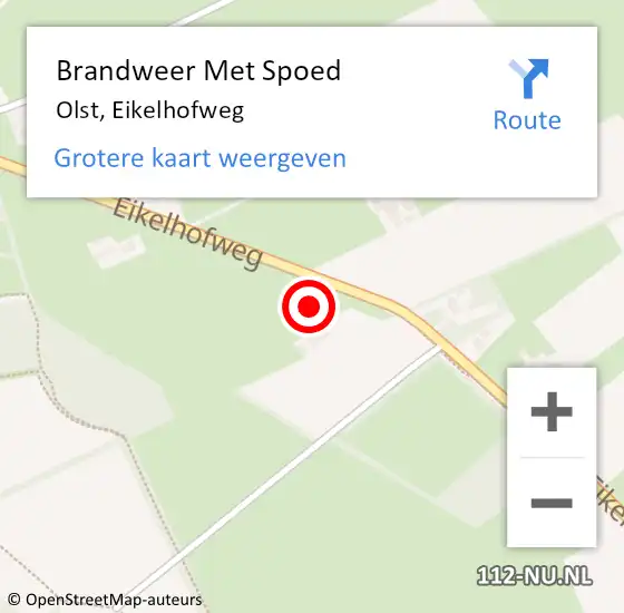 Locatie op kaart van de 112 melding: Brandweer Met Spoed Naar Olst, Eikelhofweg op 17 februari 2022 10:56