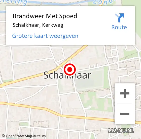 Locatie op kaart van de 112 melding: Brandweer Met Spoed Naar Schalkhaar, Kerkweg op 17 februari 2022 11:04