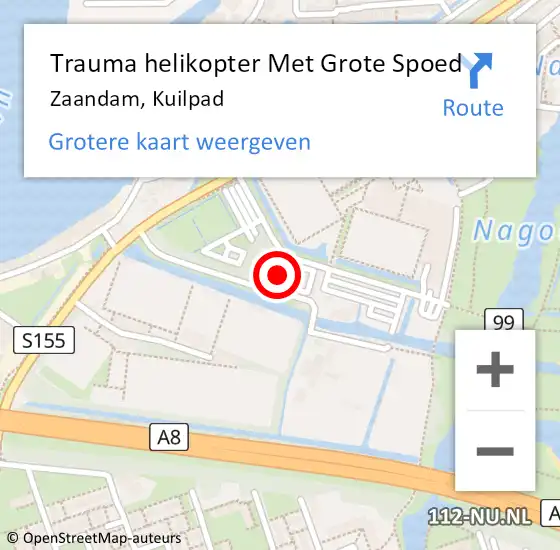 Locatie op kaart van de 112 melding: Trauma helikopter Met Grote Spoed Naar Zaandam, Kuilpad op 17 februari 2022 11:07