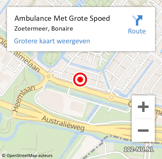 Locatie op kaart van de 112 melding: Ambulance Met Grote Spoed Naar Zoetermeer, Bonaire op 17 februari 2022 11:11