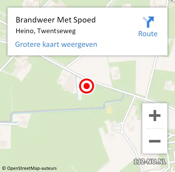 Locatie op kaart van de 112 melding: Brandweer Met Spoed Naar Heino, Twentseweg op 17 februari 2022 11:36