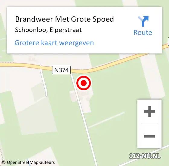 Locatie op kaart van de 112 melding: Brandweer Met Grote Spoed Naar Schoonloo, Elperstraat op 17 februari 2022 11:37