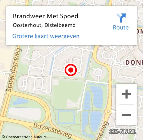 Locatie op kaart van de 112 melding: Brandweer Met Spoed Naar Oosterhout, Distelbeemd op 17 februari 2022 11:41