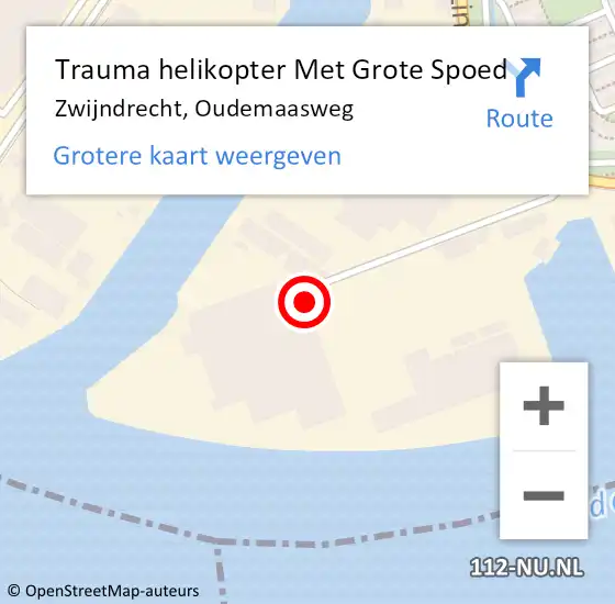 Locatie op kaart van de 112 melding: Trauma helikopter Met Grote Spoed Naar Zwijndrecht, Oudemaasweg op 17 februari 2022 11:55