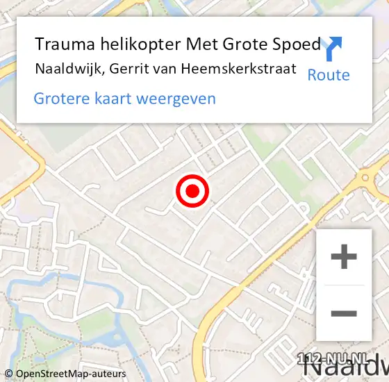 Locatie op kaart van de 112 melding: Trauma helikopter Met Grote Spoed Naar Naaldwijk, Gerrit van Heemskerkstraat op 17 februari 2022 12:02