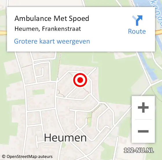 Locatie op kaart van de 112 melding: Ambulance Met Spoed Naar Heumen, Frankenstraat op 17 februari 2022 12:13