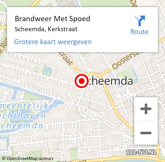 Locatie op kaart van de 112 melding: Brandweer Met Spoed Naar Scheemda, Kerkstraat op 17 februari 2022 12:23