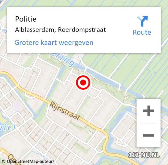 Locatie op kaart van de 112 melding: Politie Alblasserdam, Roerdompstraat op 17 februari 2022 12:27