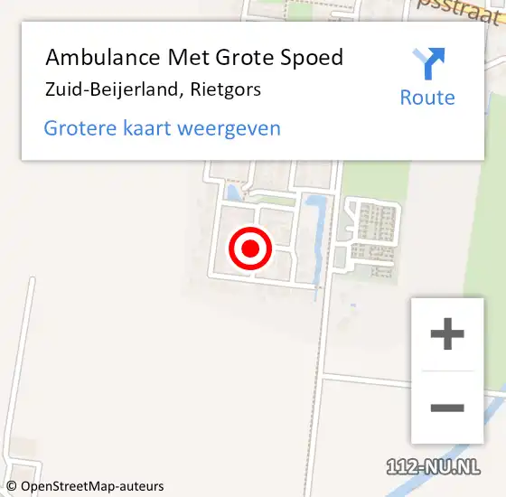 Locatie op kaart van de 112 melding: Ambulance Met Grote Spoed Naar Zuid-Beijerland, Rietgors op 17 februari 2022 12:31