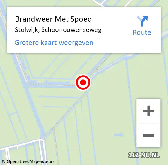 Locatie op kaart van de 112 melding: Brandweer Met Spoed Naar Stolwijk, Schoonouwenseweg op 17 februari 2022 12:31