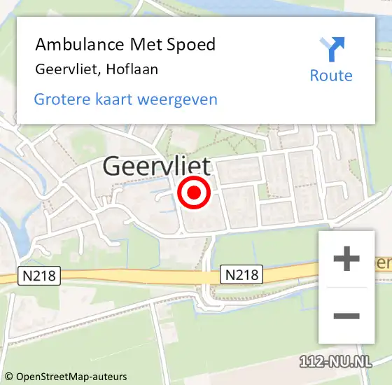 Locatie op kaart van de 112 melding: Ambulance Met Spoed Naar Geervliet, Hoflaan op 17 februari 2022 12:57