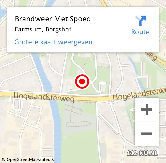 Locatie op kaart van de 112 melding: Brandweer Met Spoed Naar Farmsum, Borgshof op 17 februari 2022 13:06