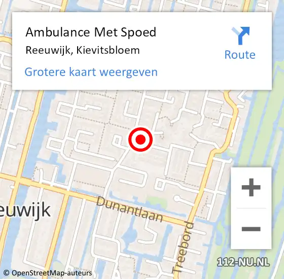 Locatie op kaart van de 112 melding: Ambulance Met Spoed Naar Reeuwijk, Kievitsbloem op 8 juli 2014 14:50