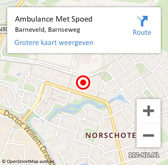 Locatie op kaart van de 112 melding: Ambulance Met Spoed Naar Barneveld, Barnseweg op 17 februari 2022 13:13
