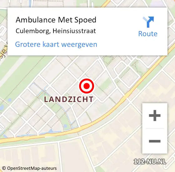 Locatie op kaart van de 112 melding: Ambulance Met Spoed Naar Culemborg, Heinsiusstraat op 17 februari 2022 13:20