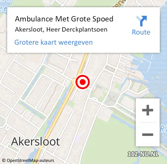 Locatie op kaart van de 112 melding: Ambulance Met Grote Spoed Naar Akersloot, Heer Derckplantsoen op 17 februari 2022 13:31