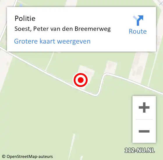Locatie op kaart van de 112 melding: Politie Soest, Peter van den Breemerweg op 17 februari 2022 13:32