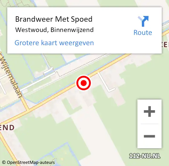 Locatie op kaart van de 112 melding: Brandweer Met Spoed Naar Westwoud, Binnenwijzend op 17 februari 2022 13:33