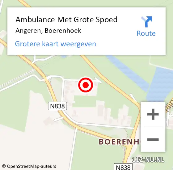 Locatie op kaart van de 112 melding: Ambulance Met Grote Spoed Naar Angeren, Boerenhoek op 17 februari 2022 13:34