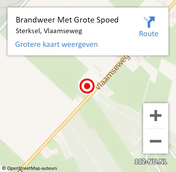 Locatie op kaart van de 112 melding: Brandweer Met Grote Spoed Naar Sterksel, Vlaamseweg op 17 februari 2022 13:39