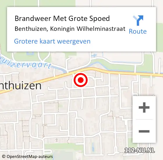 Locatie op kaart van de 112 melding: Brandweer Met Grote Spoed Naar Benthuizen, Koningin Wilhelminastraat op 17 februari 2022 13:55