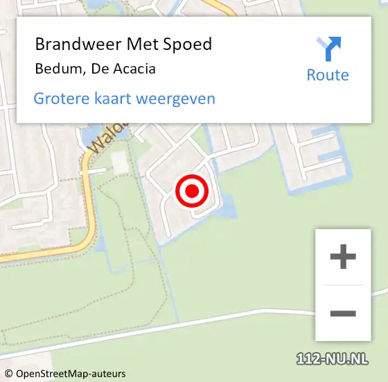 Locatie op kaart van de 112 melding: Brandweer Met Spoed Naar Bedum, De Acacia op 17 februari 2022 13:59