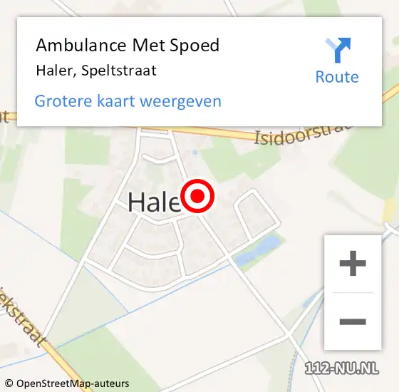 Locatie op kaart van de 112 melding: Ambulance Met Spoed Naar Haler, Speltstraat op 17 februari 2022 14:19