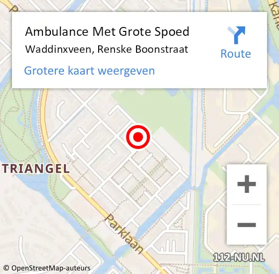 Locatie op kaart van de 112 melding: Ambulance Met Grote Spoed Naar Waddinxveen, Renske Boonstraat op 17 februari 2022 14:27