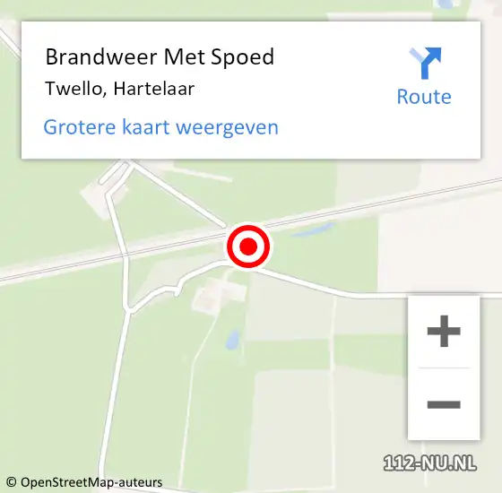 Locatie op kaart van de 112 melding: Brandweer Met Spoed Naar Twello, Hartelaar op 17 februari 2022 14:32